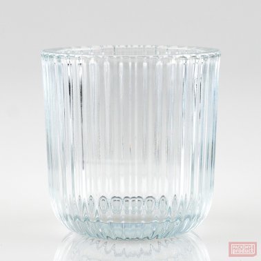 Large Round "Ribbed" Glass, Clear